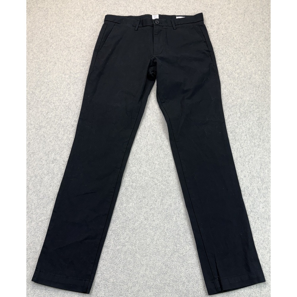 Gap Mens Dress Pants Black Straight Leg Flat Front Slim Fit Slash Pockets 31x32